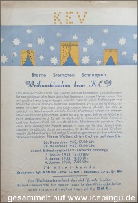 Die KEV Weihnachtschau. Sterne, Sternchen, Schnuppen, eine Weihnachtsshow beim KEV - erstmals mit bunter Bühne. Für die Eiskunstlaufshow am 2 Weihnachtstag und das Spiel am 28.12. KEV gegen Oxford-Cambridge benötigt man nur eine Eintrittskarte.