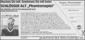 Das Schlösser Alt Phantom-Gewinnspiel. Wer ist der gesuchte Spieler ?