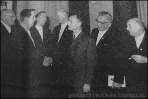 Der KEV-Vorsitzende Herbert Beckmannn mit seinen Jubilaren : Schatzmeister Behn, Günther Jochems, Max Ludwig, Werner Rittberger, Josef Dohr und Karl Wellen.