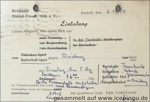 Einladung zum Trainijg - 1954.